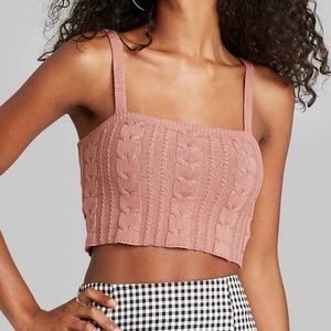 Knit crop top adjustable straps